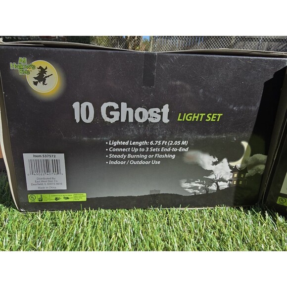 Lot Of 2 Sets All Hallow's Eve 10 White Ghost String Light Set Plug In NIB Rare - Picture 6 of 9